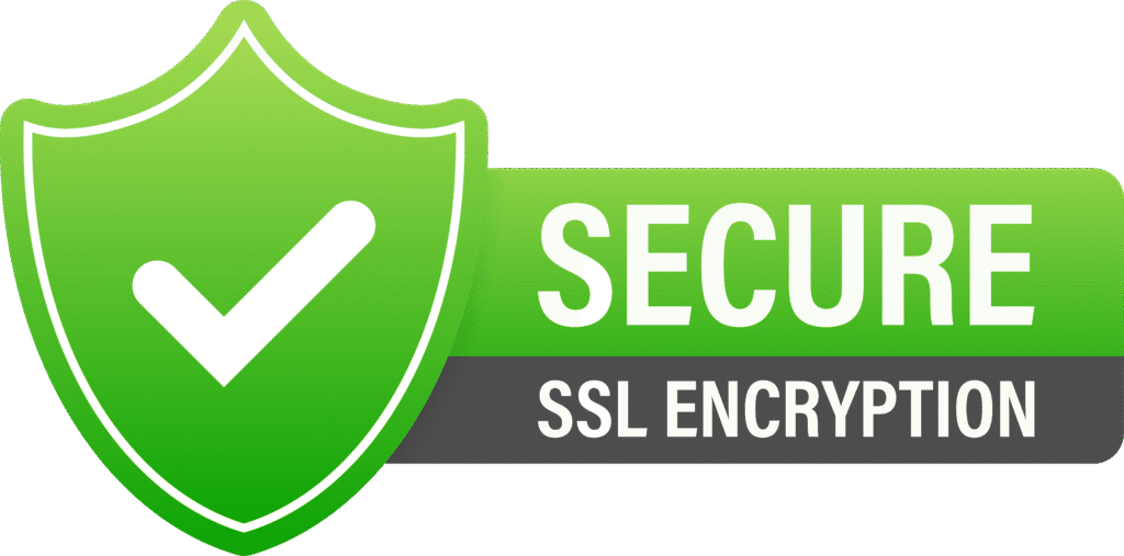 Secure SSL encryption badge indicating website security features for online safety and trust.